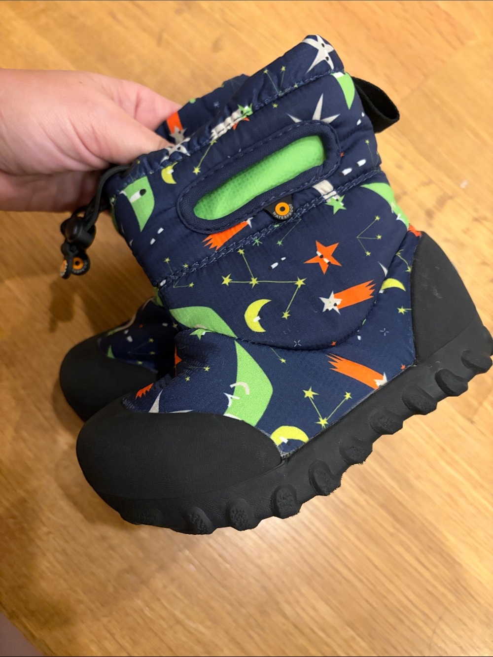 Bogs Kids Space Print Snow Boot - Navy with Green & Orange Accents - Picture 3 of 7